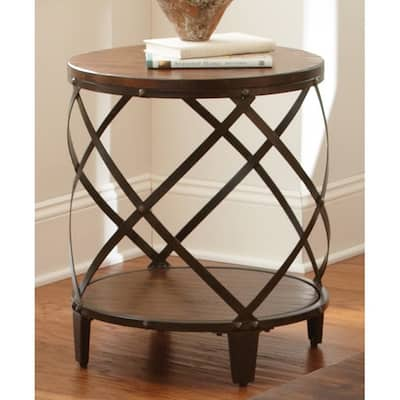 Steve Silver Fischer Solid Birch/ Iron Round End Table