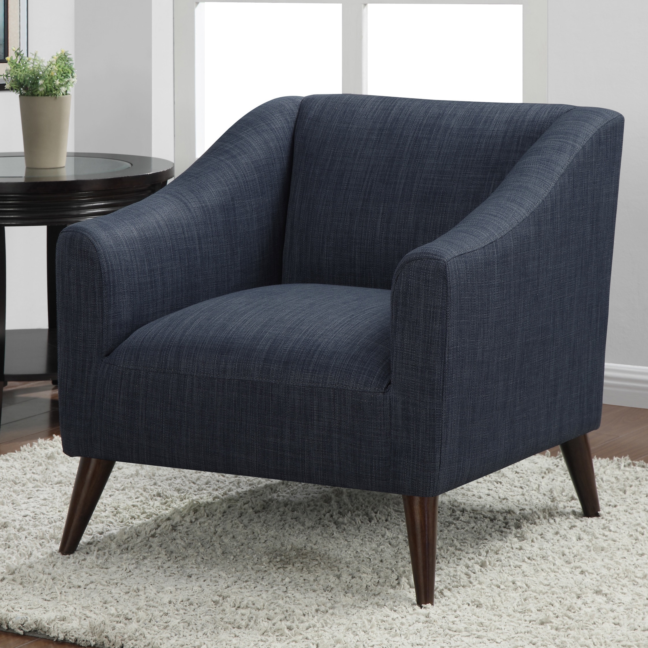 Quincy Blue Linen Upholstered Arm Chair