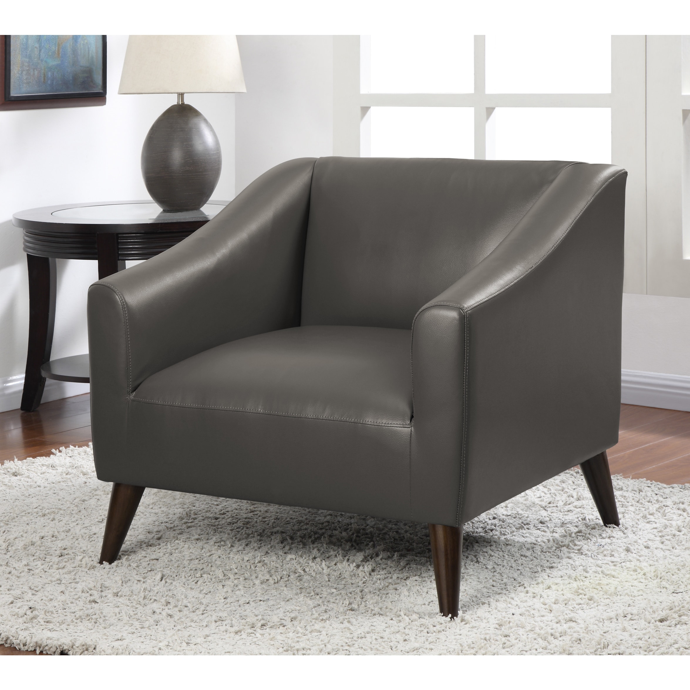 Quincy Charcoal Bonded Leather Arm Chair