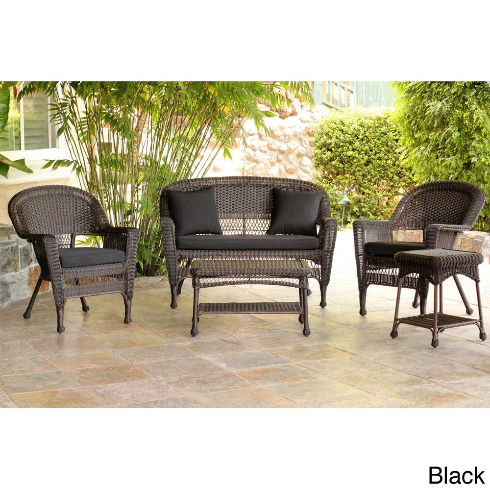 5 piece Espresso Wicker Conversation Set With Cushions