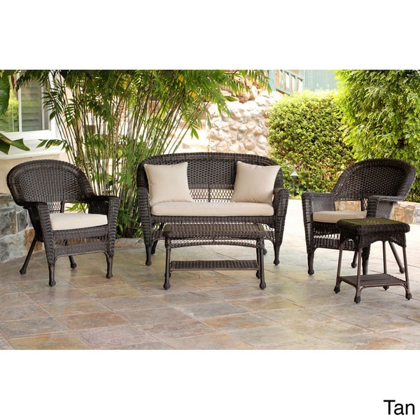 piece Espresso Wicker Conversation Set with Cushions   16061915