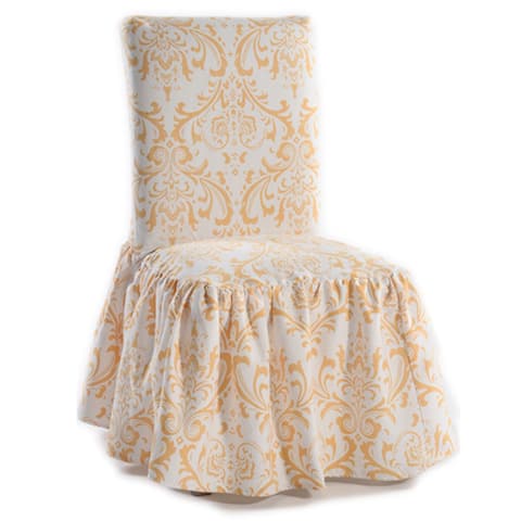 Damask Print Ruffled Dining Chair Slipcovers (Set of 2)