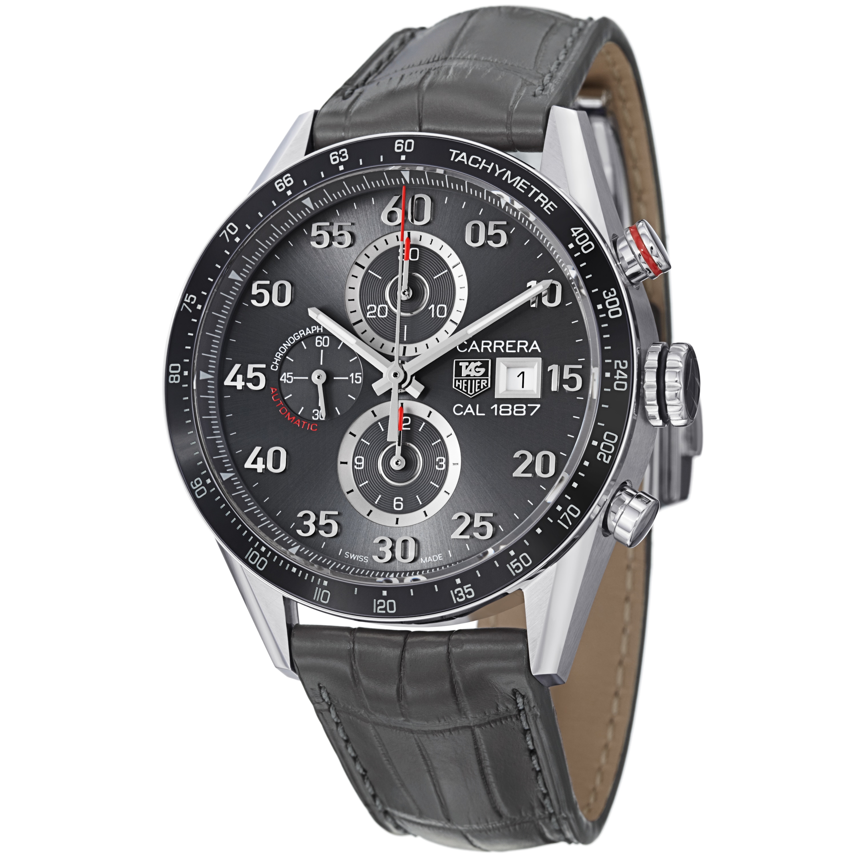 mens grey leather watch