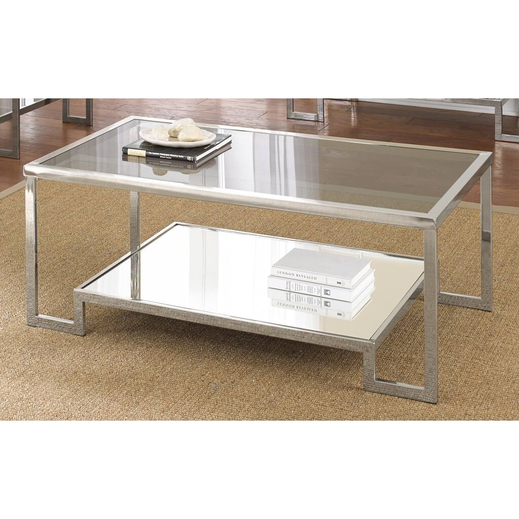 Steve Silver Cordele Chrome and Glass Coffee Table