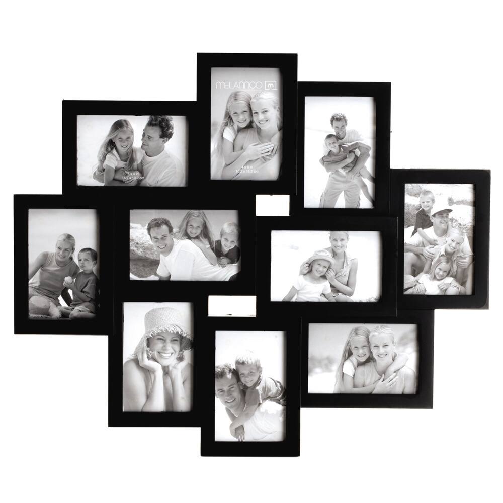 Melannco Black 10 Opening Wall Frame (Six-4X6 four-6X4)