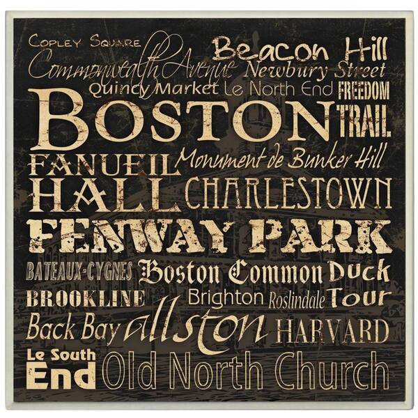 Stupell Carole Stevens 'Boston Landmarks' Square Typography Wall Plaque