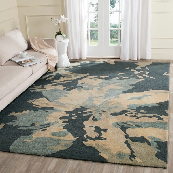 Safavieh Handmade Bella Modern Abstract Steel Blue Wool Rug - 8' x 10'