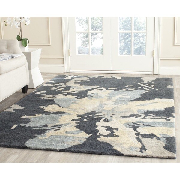 Safavieh Handmade Bella Modern Abstract Steel Blue Wool Rug - 8' x 10'