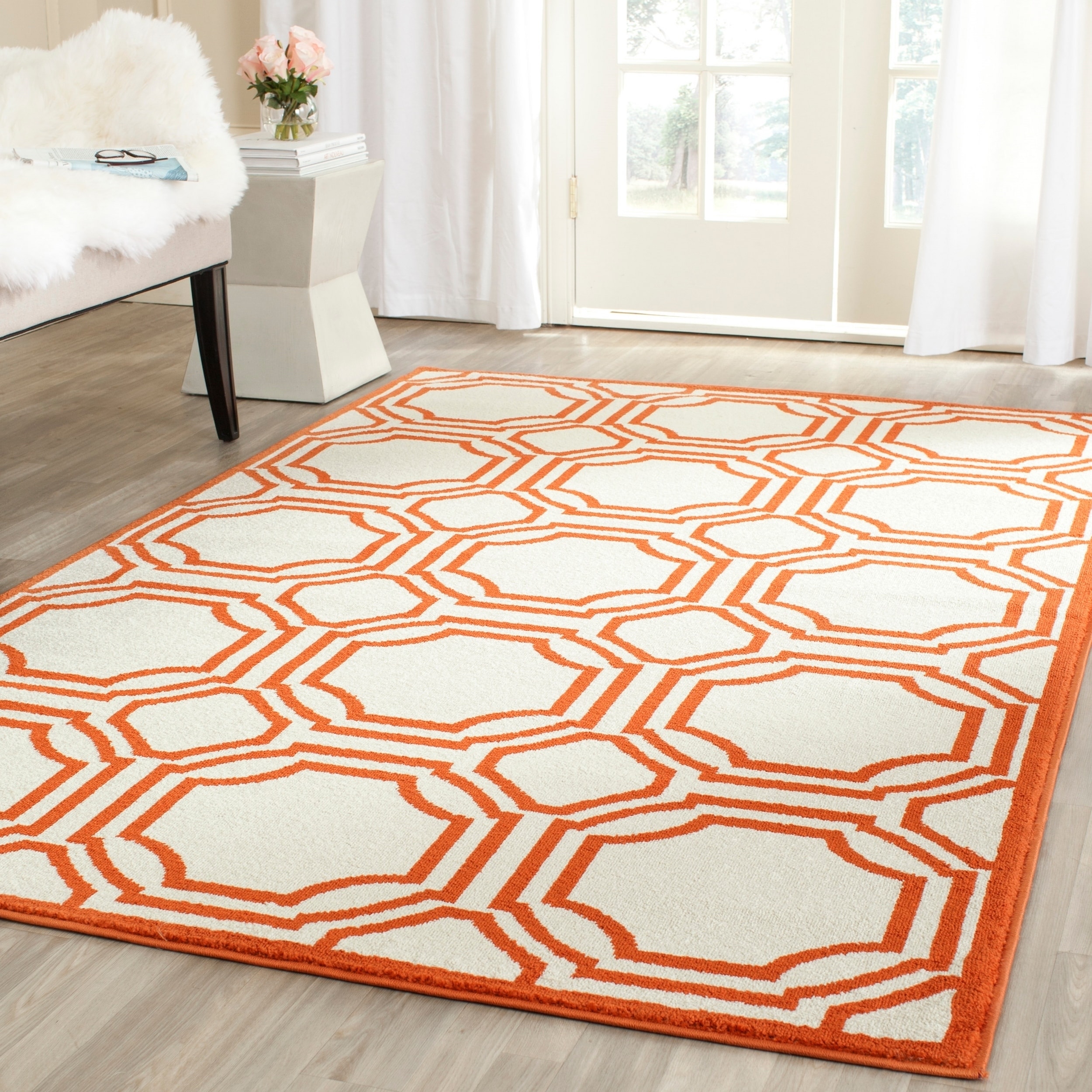 Safavieh Amherst Indoor/ Outdoor Ivory/ Orange Rug (8 X 10)