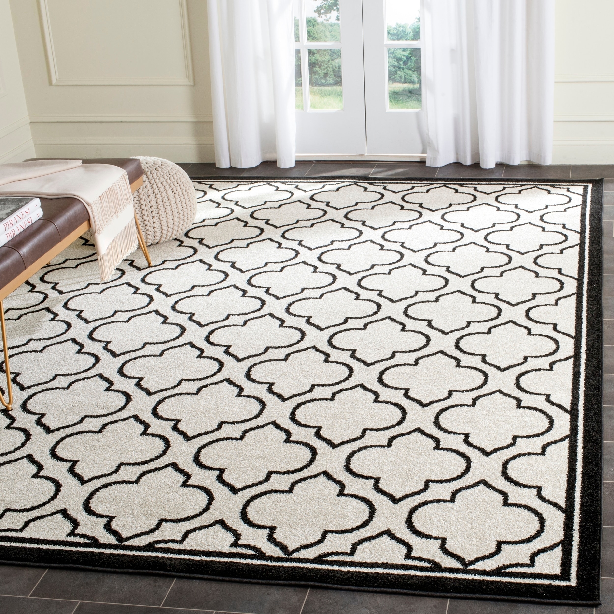 Safavieh Amherst Indoor/ Outdoor Ivory/ Anthracite Rug (8 X 10)