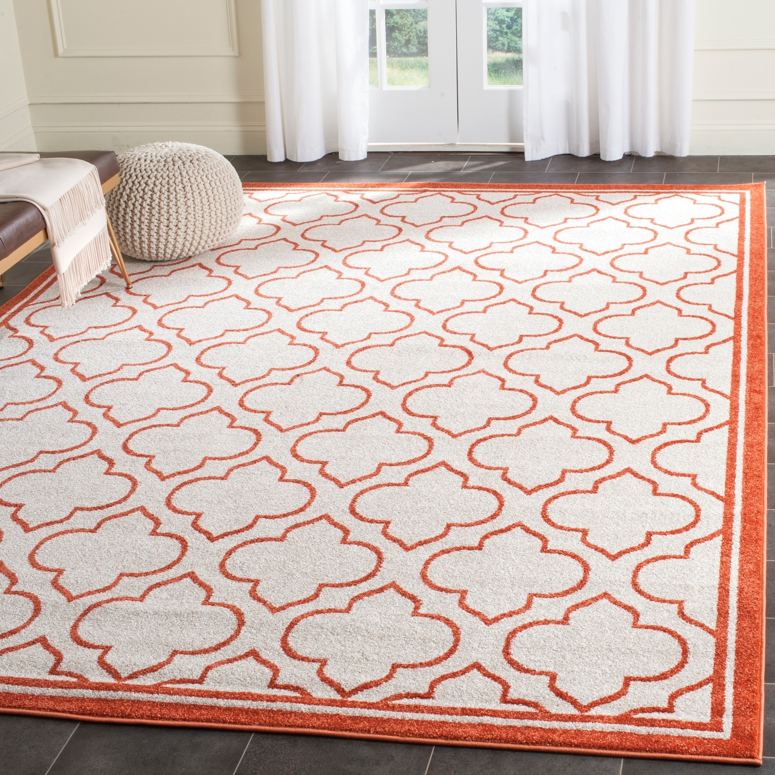 Safavieh Amherst Indoor/ Outdoor Ivory/ Orange Rug (8 X 10)