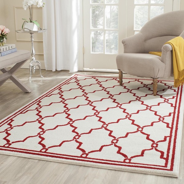 Safavieh Amherst Indoor/ Outdoor Ivory/ Red Rug - 8' x 10'