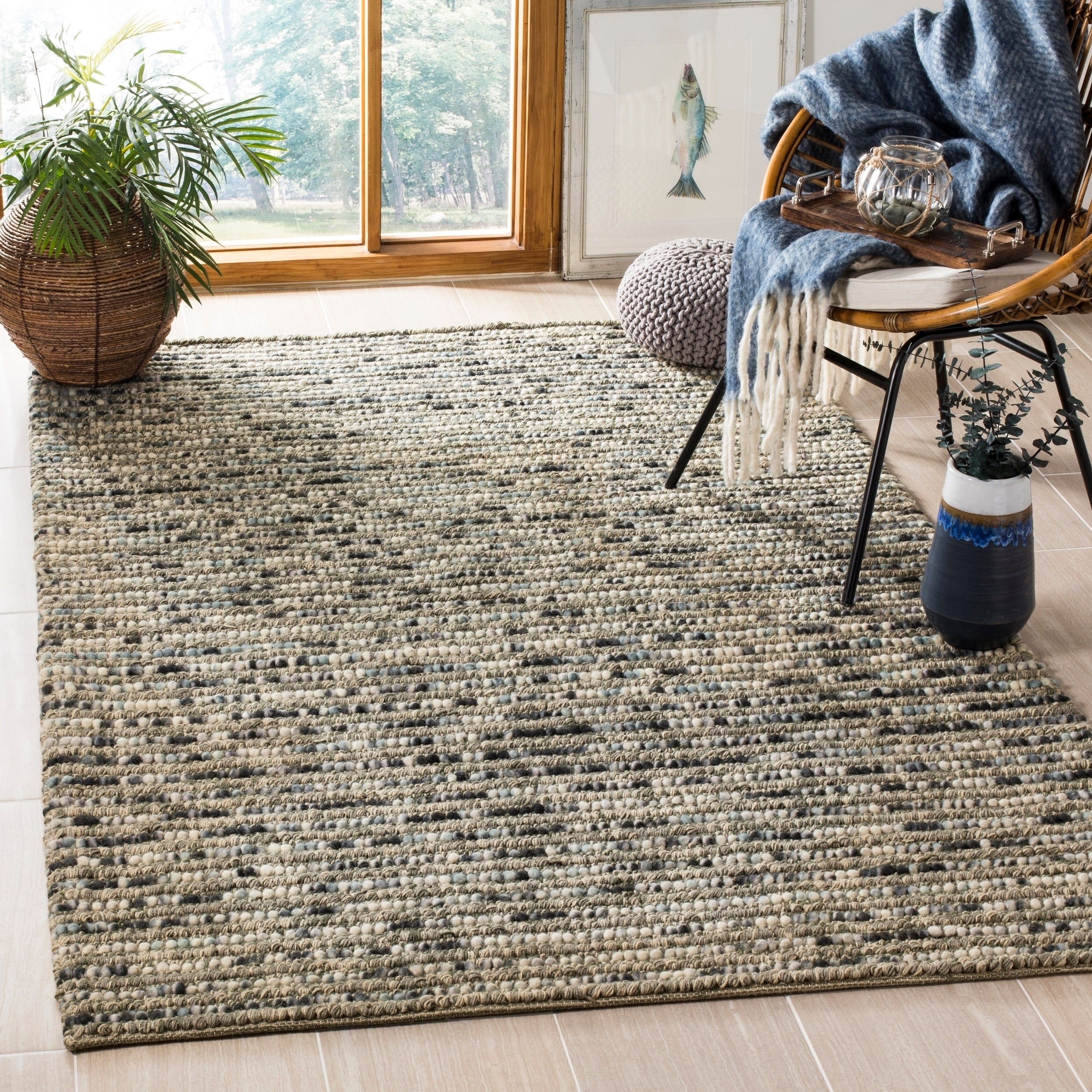 Safavieh Hand woven Bohemian Grey/ Multi Wool/ Jute Rug (6 X 9)