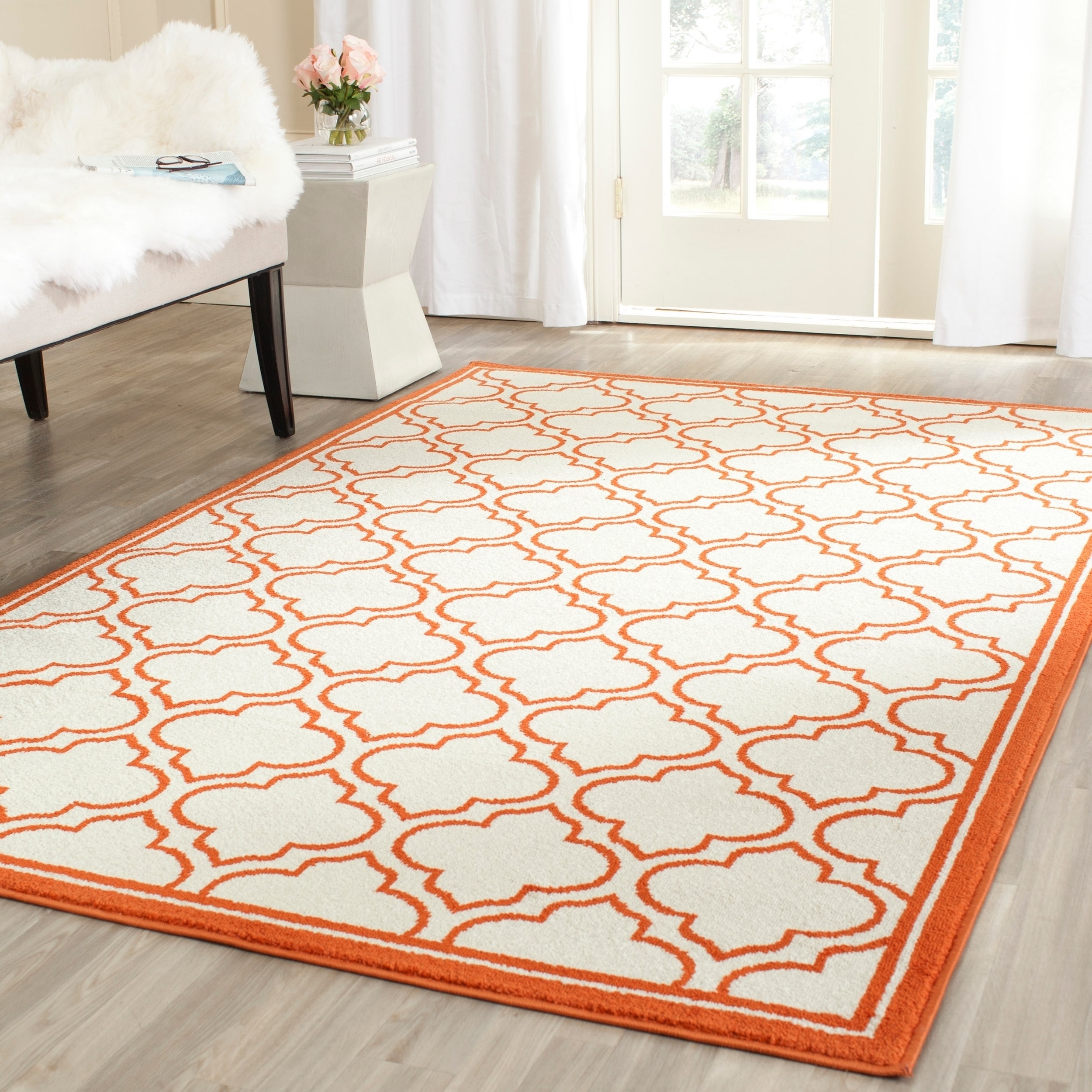 Safavieh Amherst Indoor/ Outdoor Ivory/ Orange Rug (5 X 8)