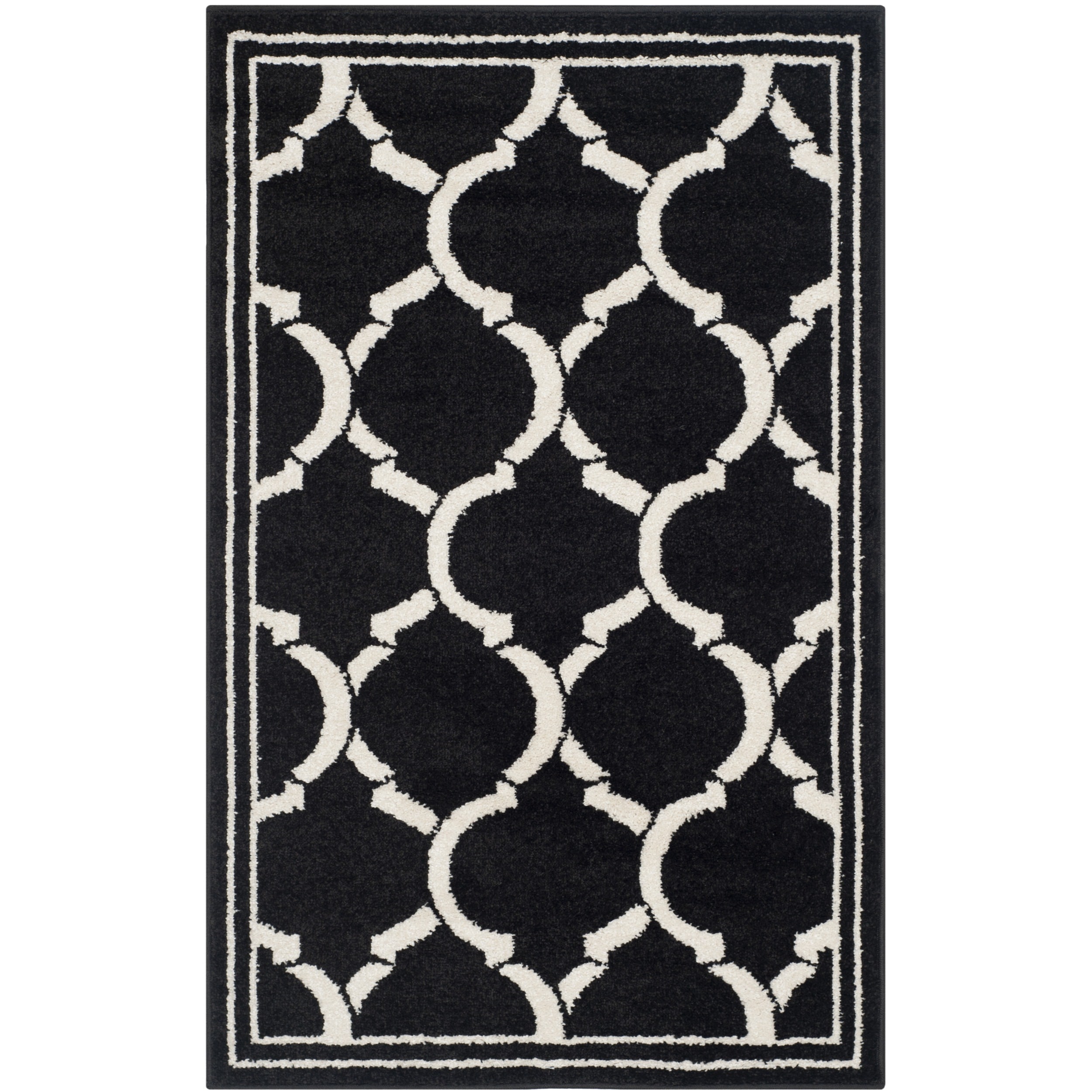 Safavieh Amherst Indoor/ Outdoor Anthracite/ Ivory Rug (26 X 4)