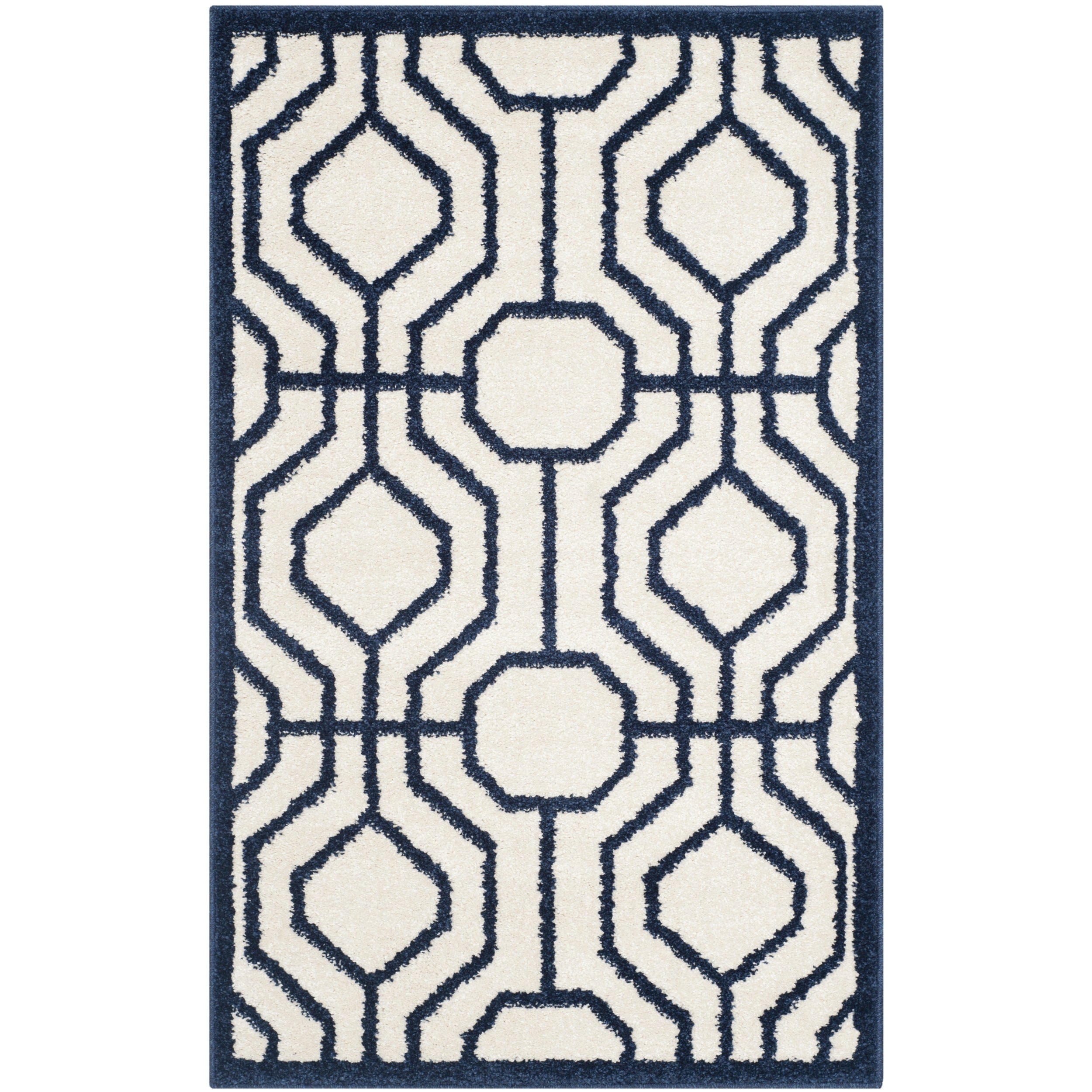 Safavieh Amherst Indoor/ Outdoor Ivory/ Navy Rug (26 X 4)