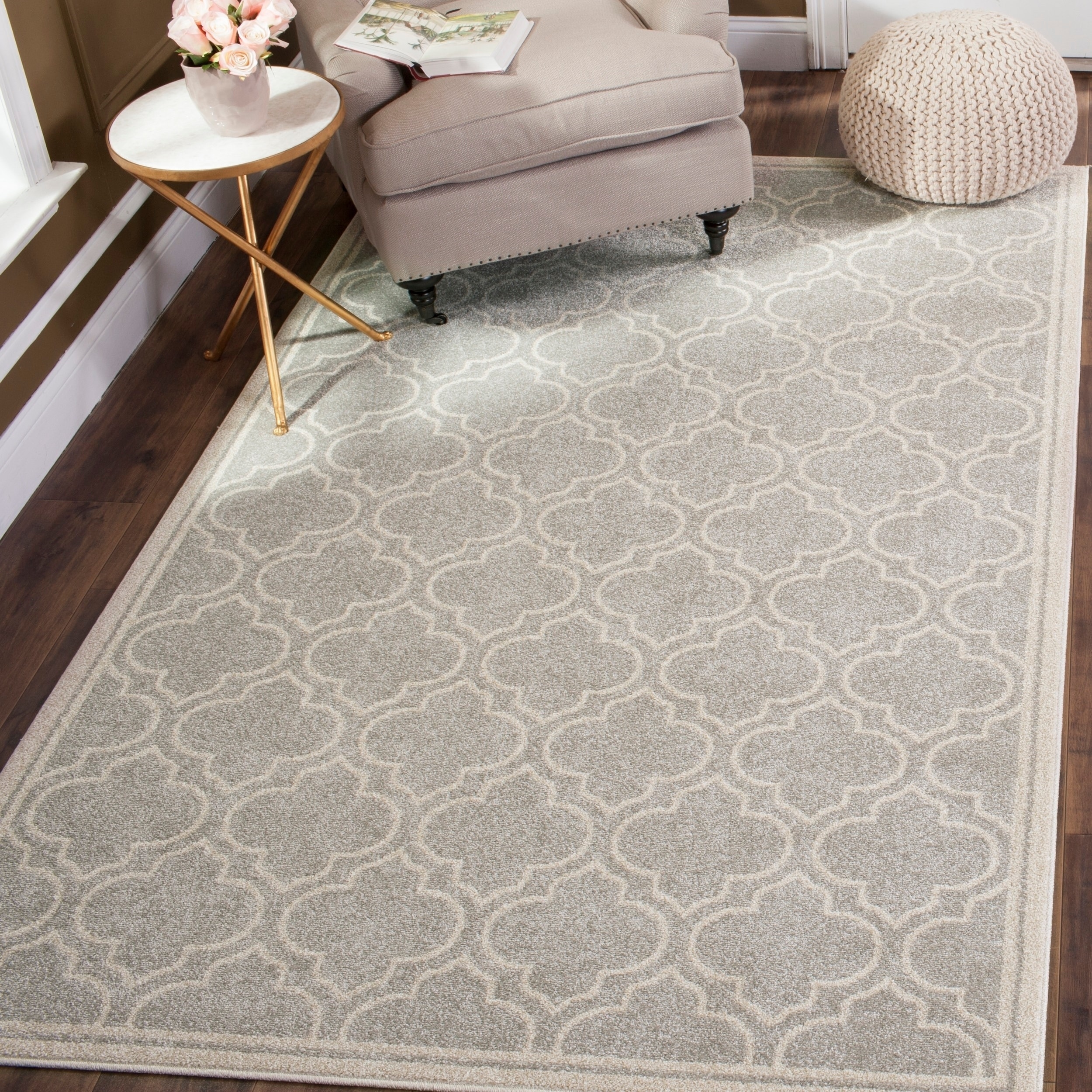 Safavieh Amherst Indoor/ Outdoor Light Grey/ Ivory Rug (4 X 6)