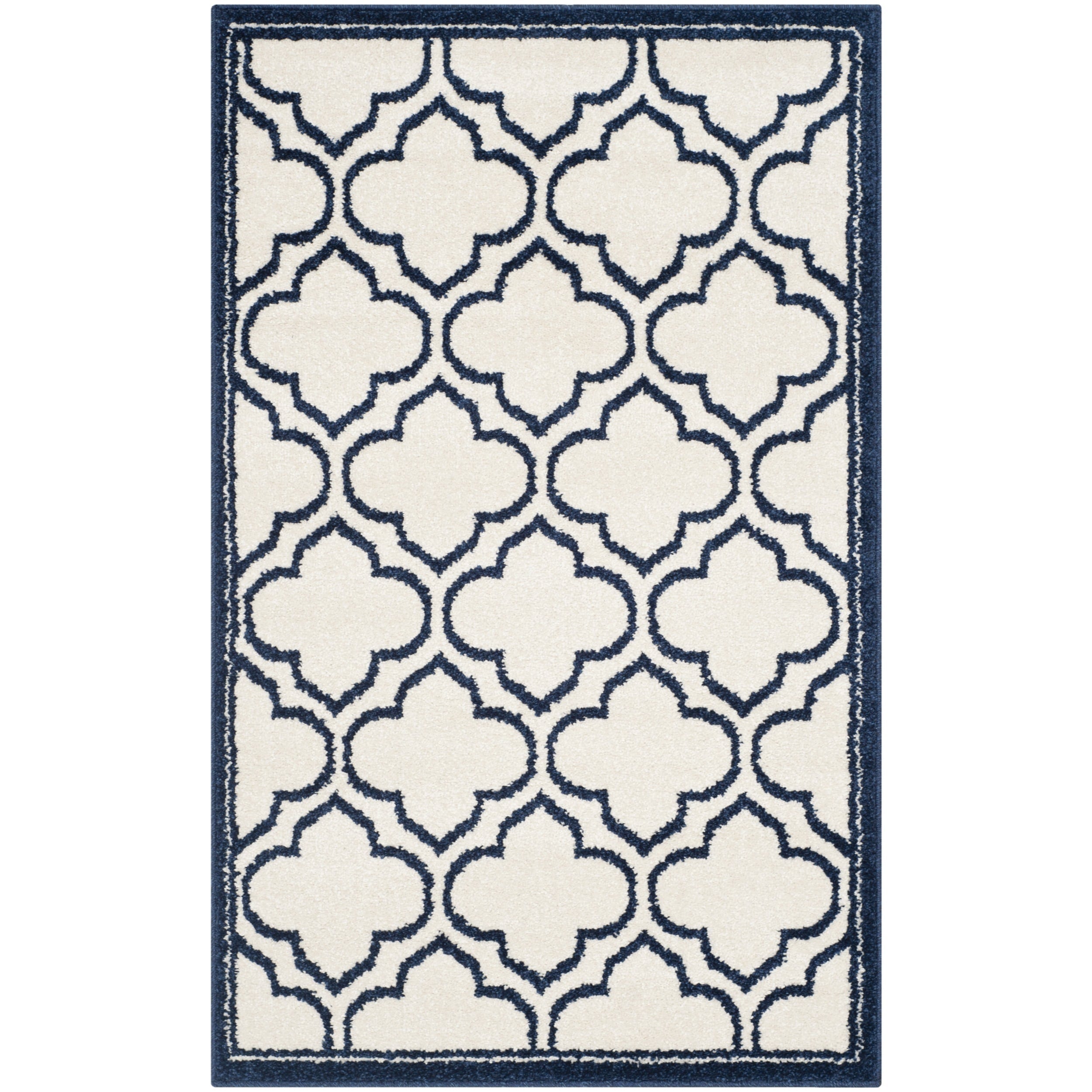 Safavieh Amherst Indoor/ Outdoor Ivory/ Navy Rug (26 X 4)