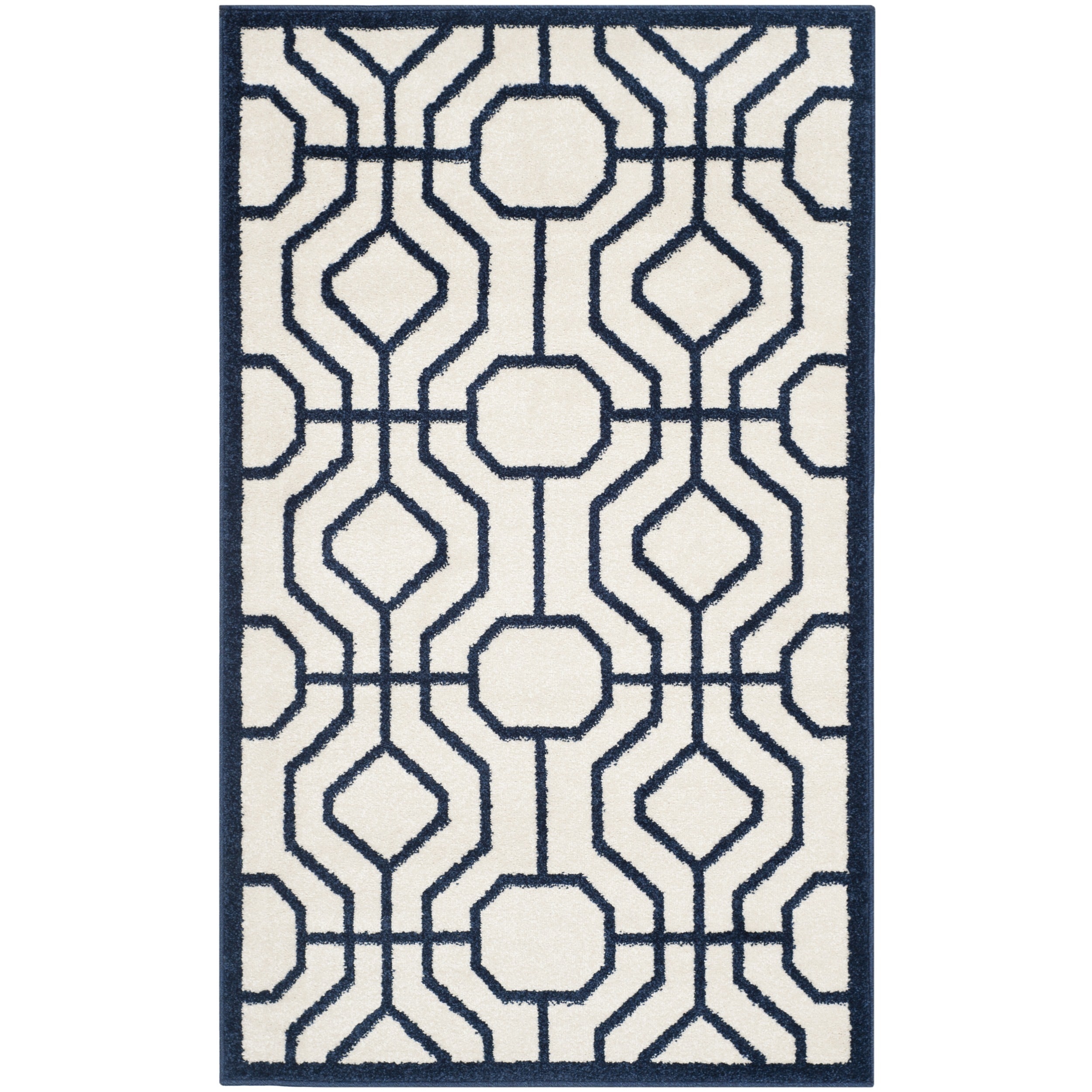 Safavieh Amherst Indoor/ Outdoor Ivory/ Navy Rug (3 X 5)