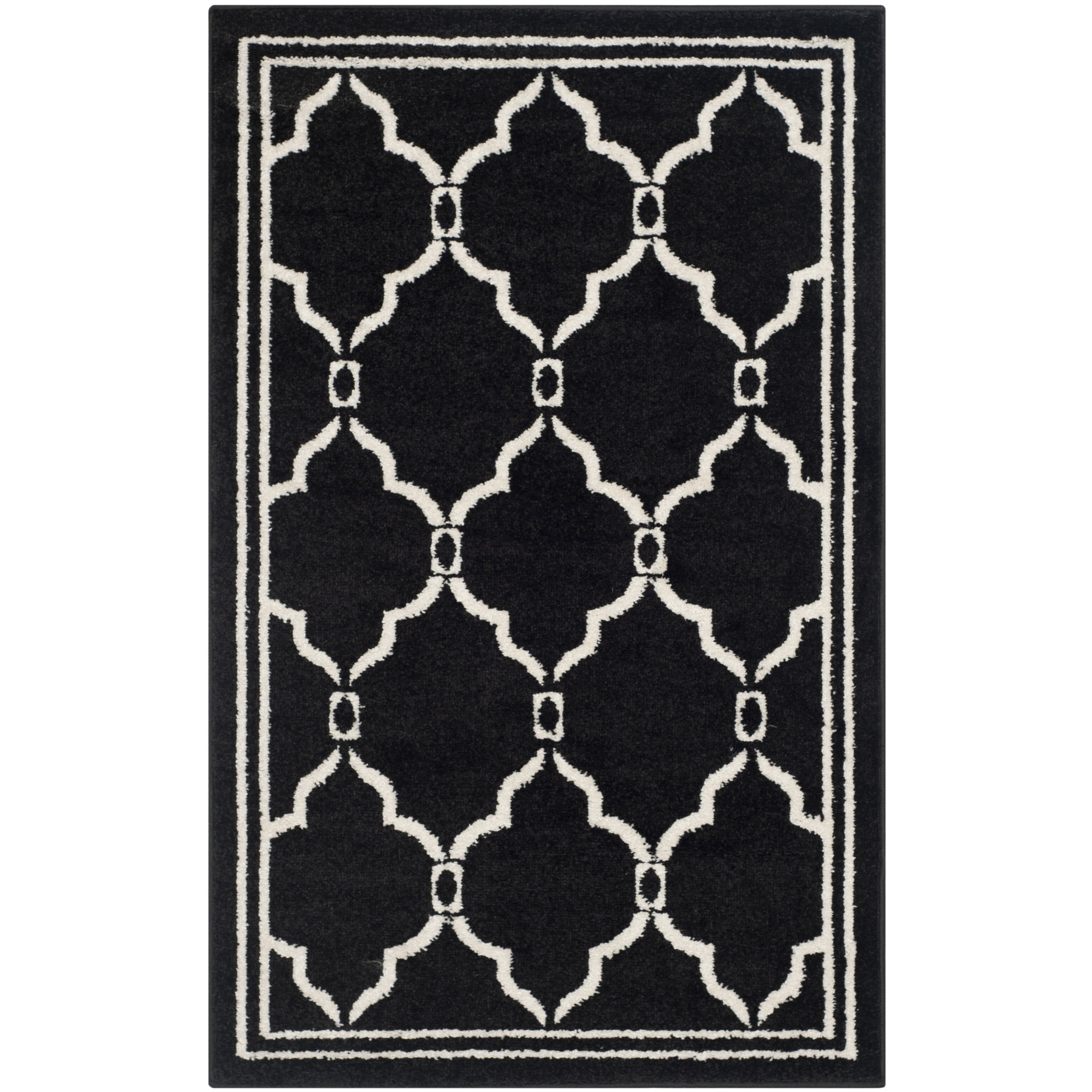 Safavieh Amherst Indoor/ Outdoor Anthracite/ Ivory Rug (26 X 4)