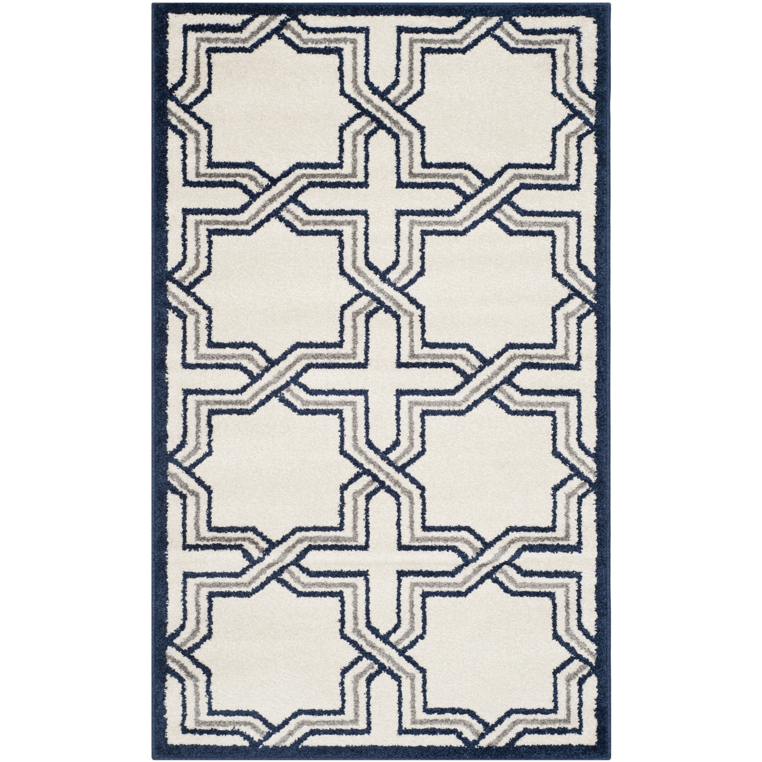 Safavieh Amherst Indoor/ Outdoor Ivory/ Navy Rug (26 X 4)