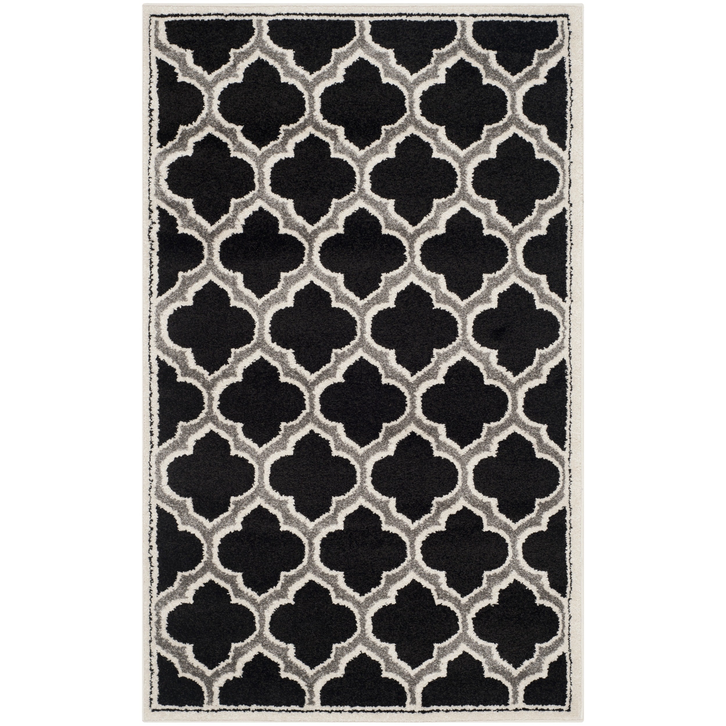 Safavieh Amherst Indoor/ Outdoor Anthracite/ Ivory Rug (3 X 5)