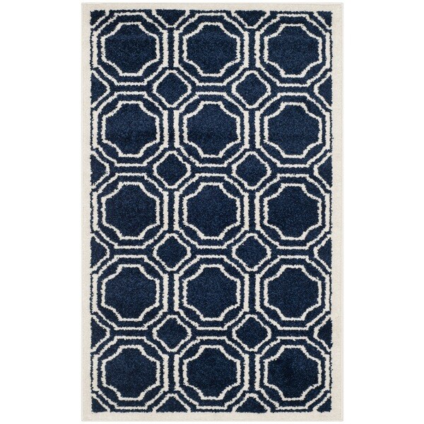 Safavieh Amherst Indoor/ Outdoor Navy/ Ivory Rug - 2'6 x 4'