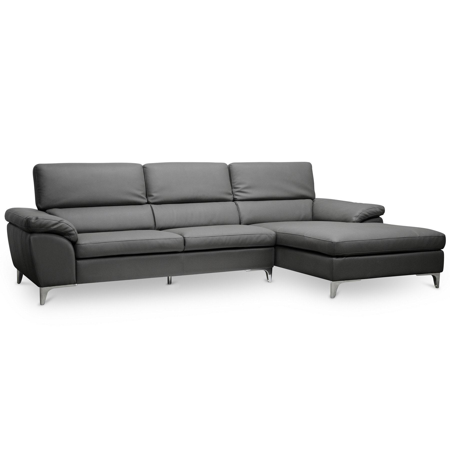 Baxton Studio Voight Gray Modern Sectional Sofa Right Facing