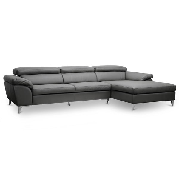 Baxton Studio Voight Gray Modern Sectional Sofa Right Facing