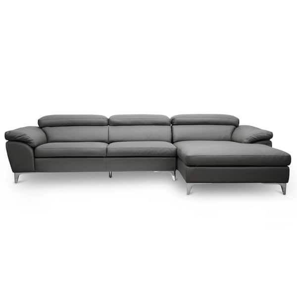 Baxton Studio Voight Gray Modern Sectional Sofa Right Facing