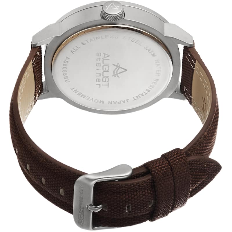 August Steiner Men's Quartz Sparkling Matte Dial Canvas Blue Strap Watch