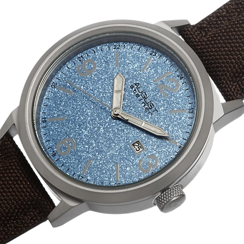 August Steiner Men's Quartz Sparkling Matte Dial Canvas Blue Strap Watch