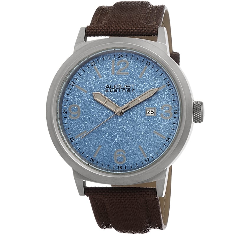 August Steiner Men's Quartz Sparkling Matte Dial Canvas Blue Strap Watch