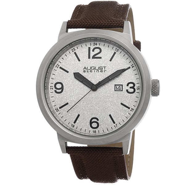 August Steiner Men's Quartz Sparkling Matte Dial Canvas Strap Watch August Steiner Men's August Steiner Watches