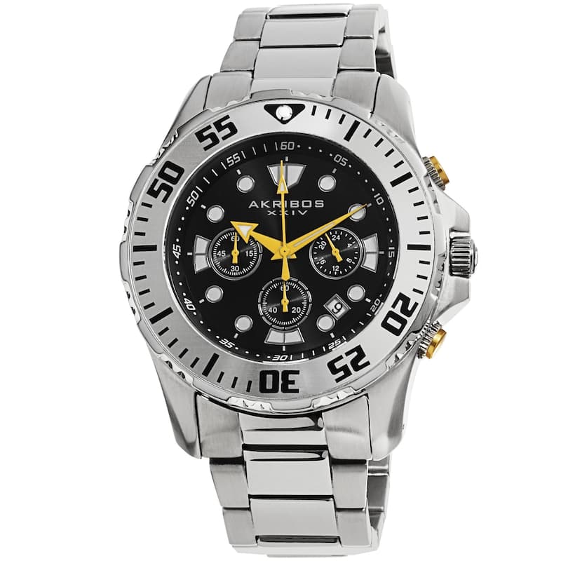 Akribos XXIV Men's Quartz Chronograph Stainless Steel Silver-Tone Bracelet Watch