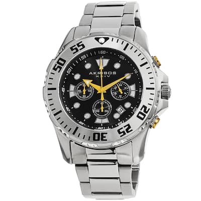 Akribos XXIV Men's Quartz Chronograph Stainless Steel Silver-Tone Bracelet Watch