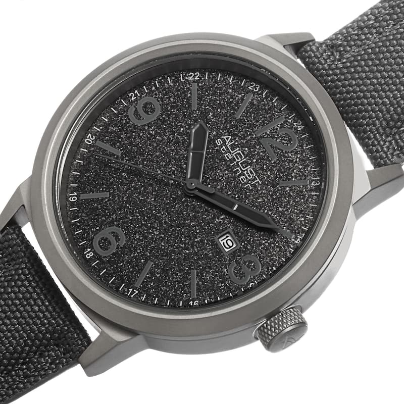 August Steiner Men's Quartz Sparkling Matte Dial Canvas Grey Strap Watch