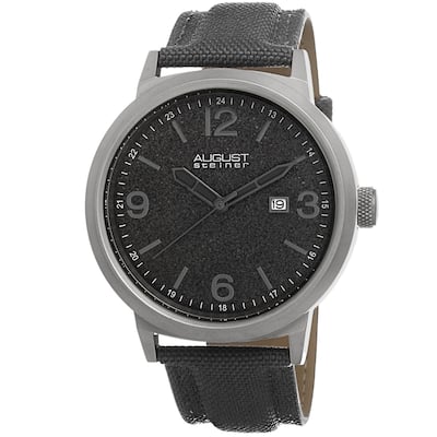 August Steiner Men's Quartz Sparkling Matte Dial Canvas Grey Strap Watch