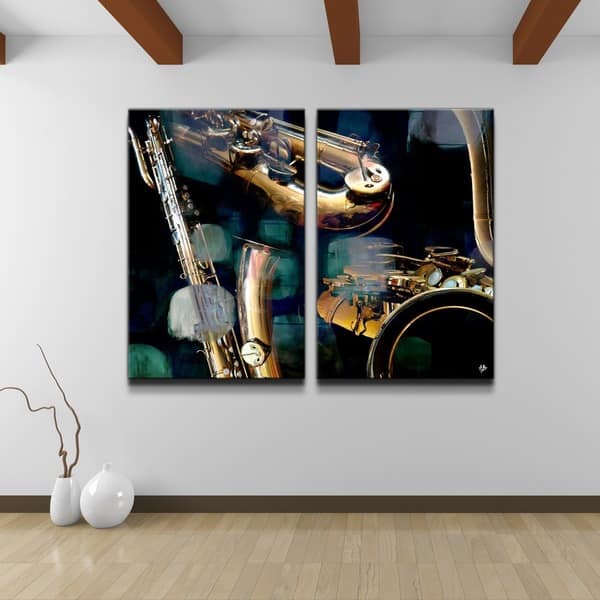 slide 2 of 3, Ready2HangArt 'The Color of Jazz VI' Oversized 2-piece Canvas Wall Art