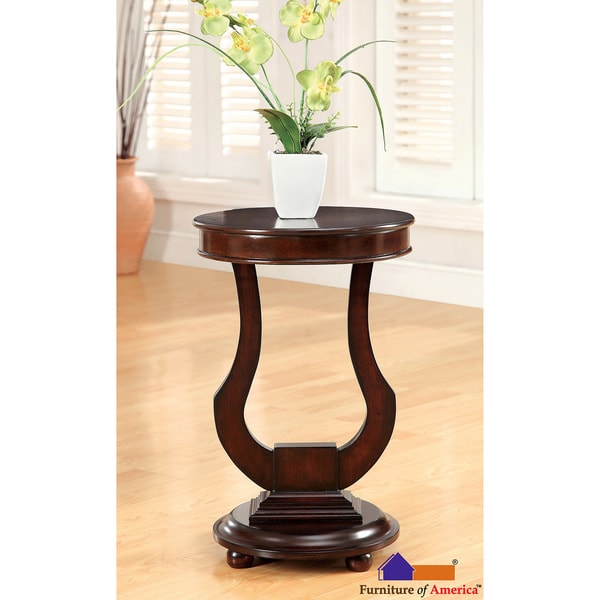 Furniture of America Dark Walnut Beltro Transitional Bell Shape Side