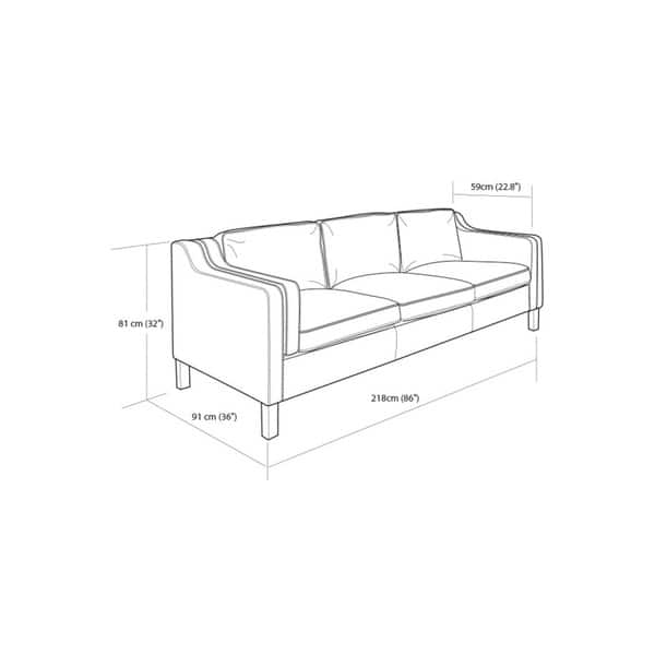 Strick & Bolton Canape 86-inch Oxford Honey Leather Sofa