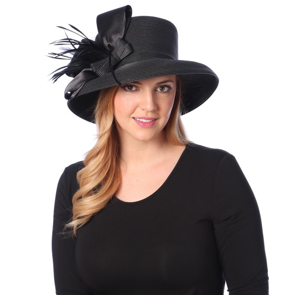 Shop Swan Hat Womens Satin Brim Crinalin Bow Dressy Hat Free