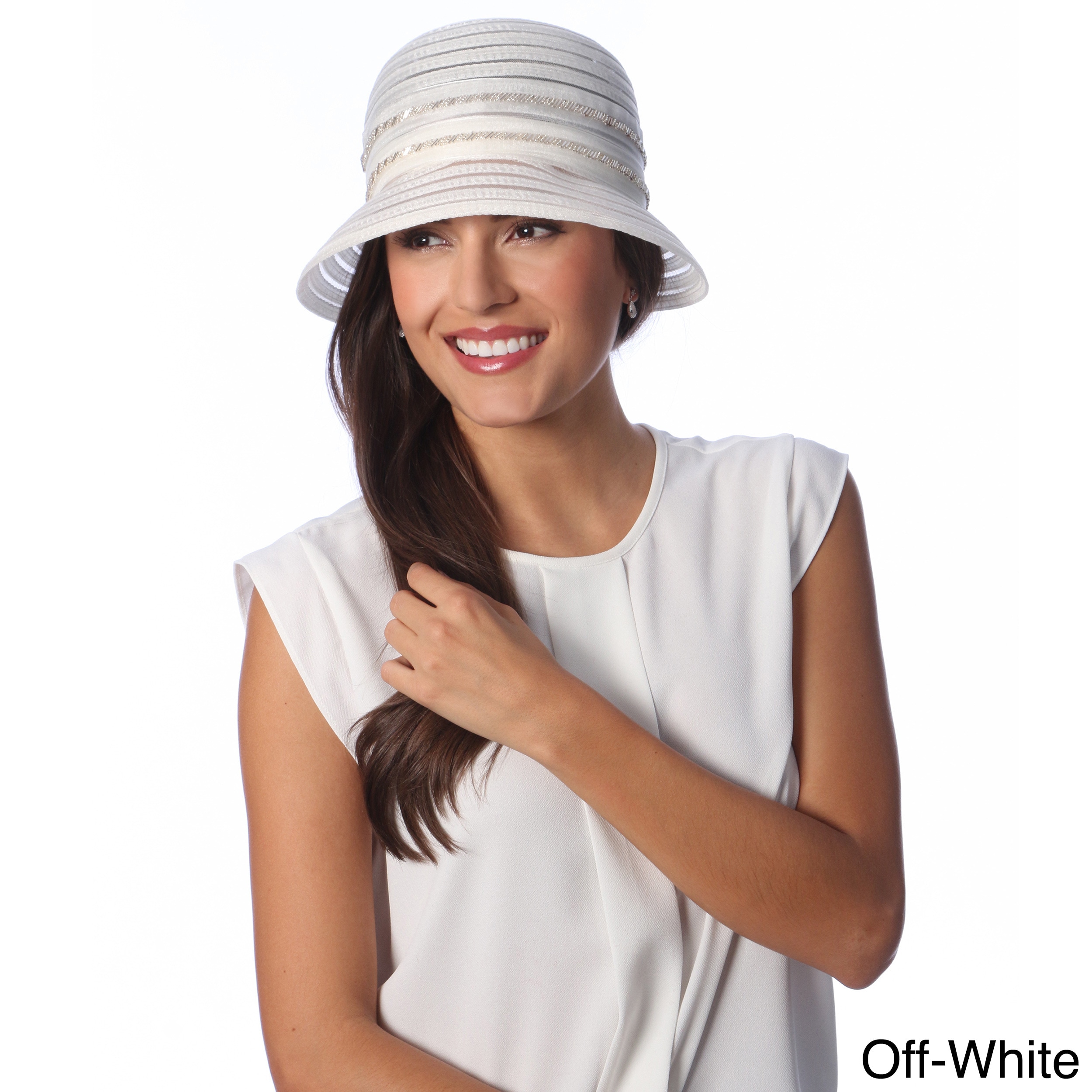 Swan Hat Swan Hat Womens Lightweight Crushable Organza Ribbon Bucket Hat Off White Size Adjustable