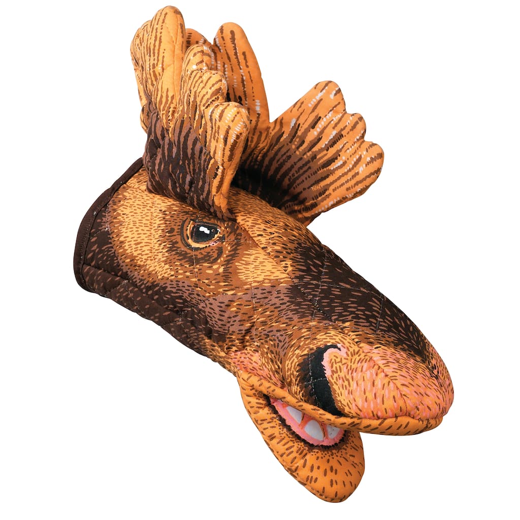 Brown Moose Quilted Cotton Oven Mitt