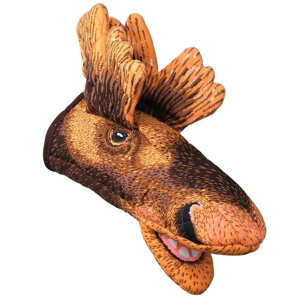 Brown Moose Quilted Cotton Oven Mitt