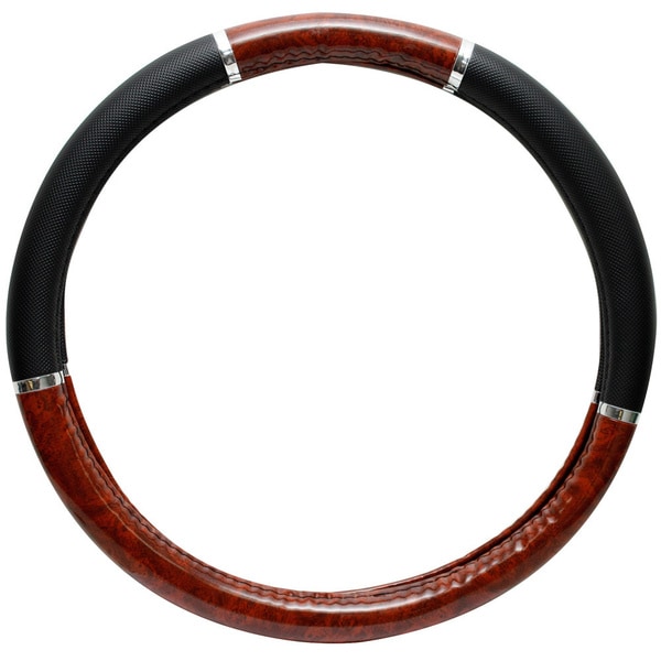 Shop Oxgord Dark Wood Grain Rubber Steering Wheel Cover Free Shipping