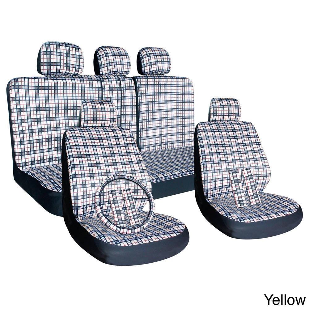 Oxgord Exquisite Plaid Checkered 17 piece Seat Covers Set