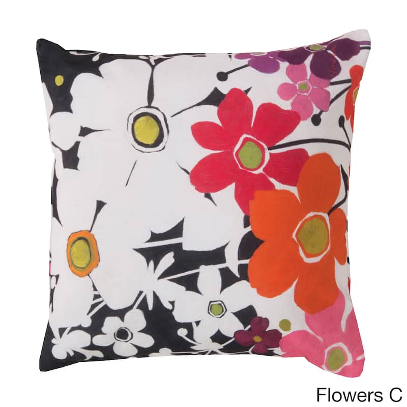 Hawaiian Flowers Indoor/ Outdoor Accent Pillow - 20" X 20" - White