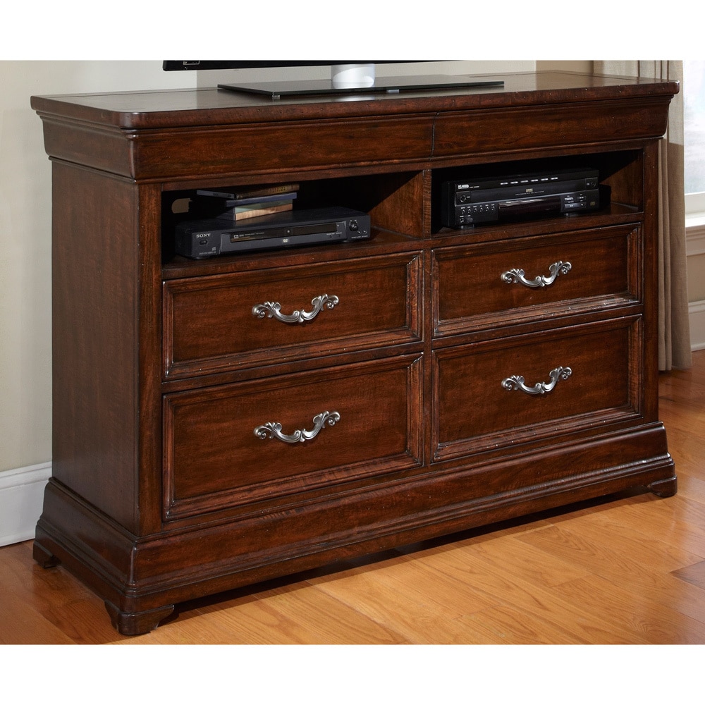 Senator Dark Brown 6 drawer Entertainment Chest (Mango wood solids/veneersFinish Dark brownDimensions 39.25 inches high x 58 inches wide x 19 inches deepThis product ships in one (1) box.Accessories are NOT included.Please note Orders of 151 pounds or 