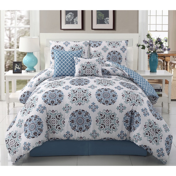 'Marisol' Diamond Medallion Print 5 piece Comforter Set Comforter Sets